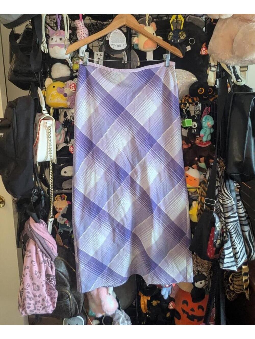 Urban Outfitters Purple Plaid Midi Skirt Y2K